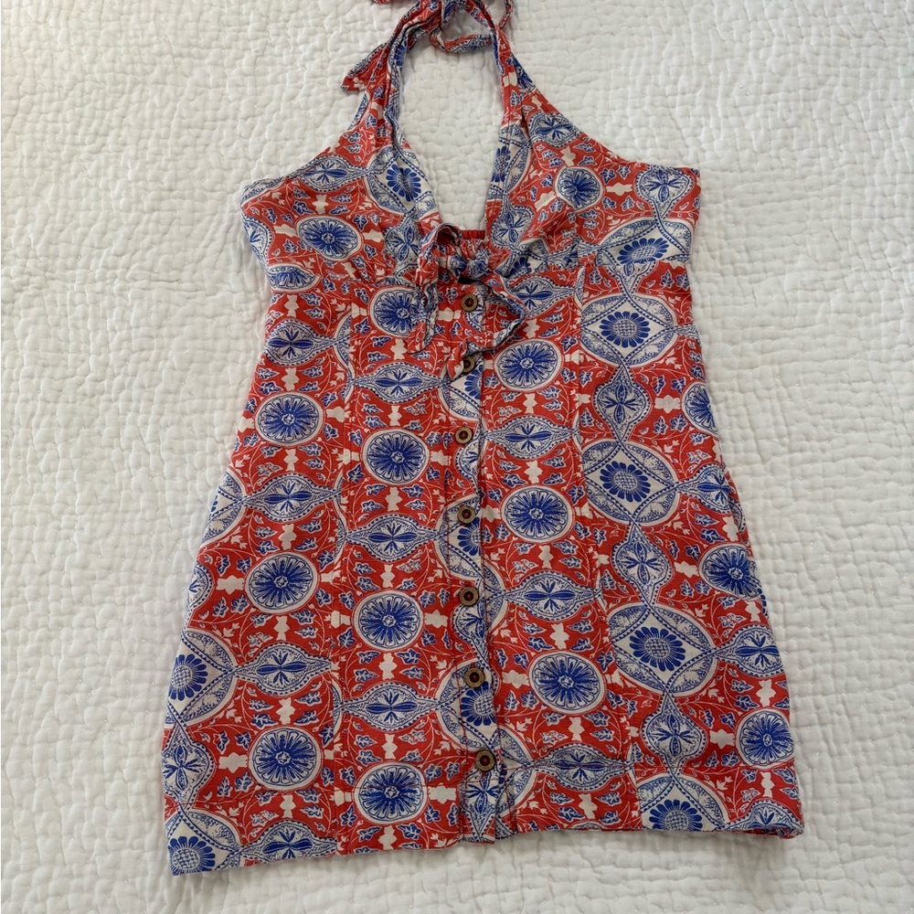 Maeve Red and Blue Floral Dress